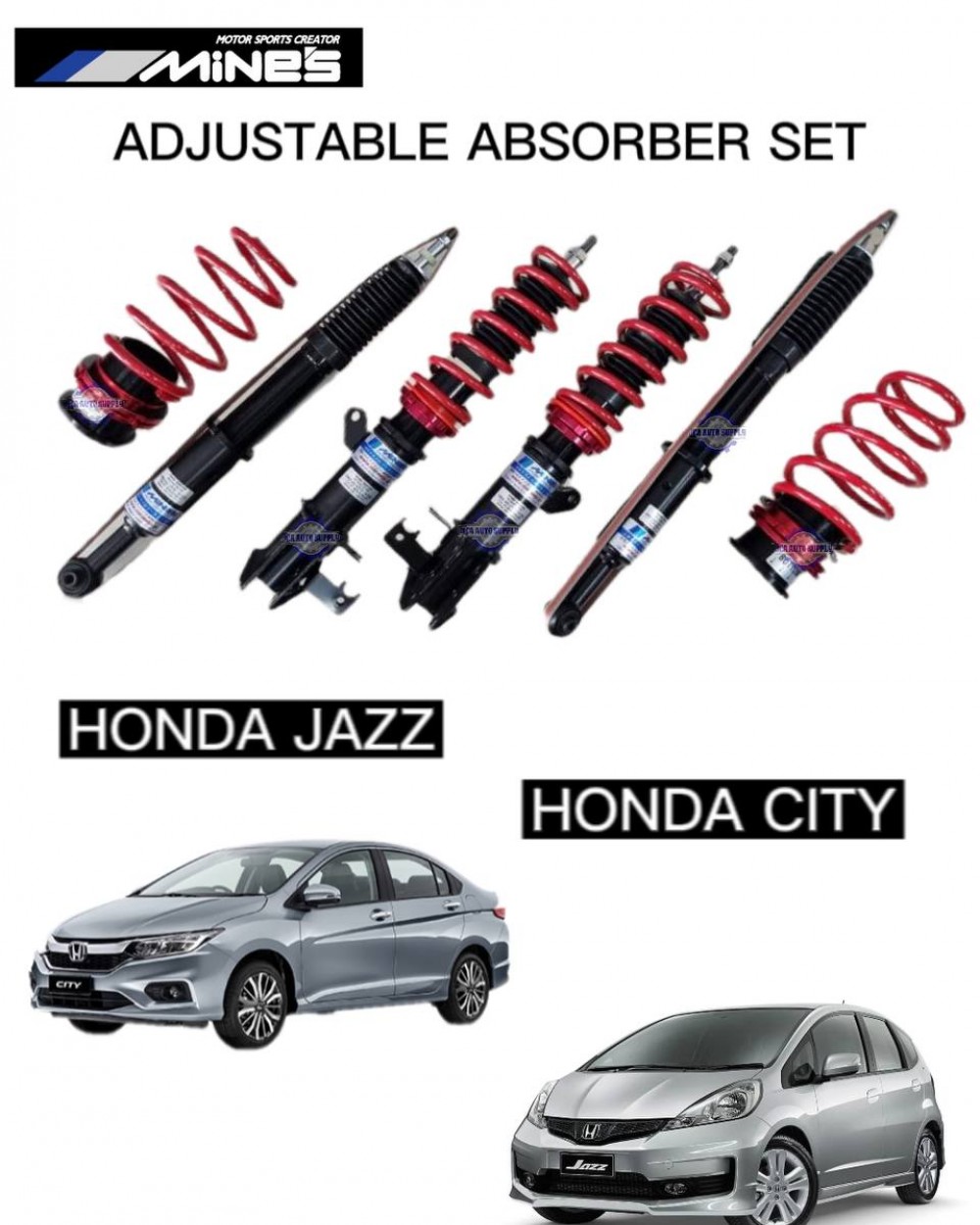 Honda Jazz City Adjustable Absorber Set High Low Body Shift MINES